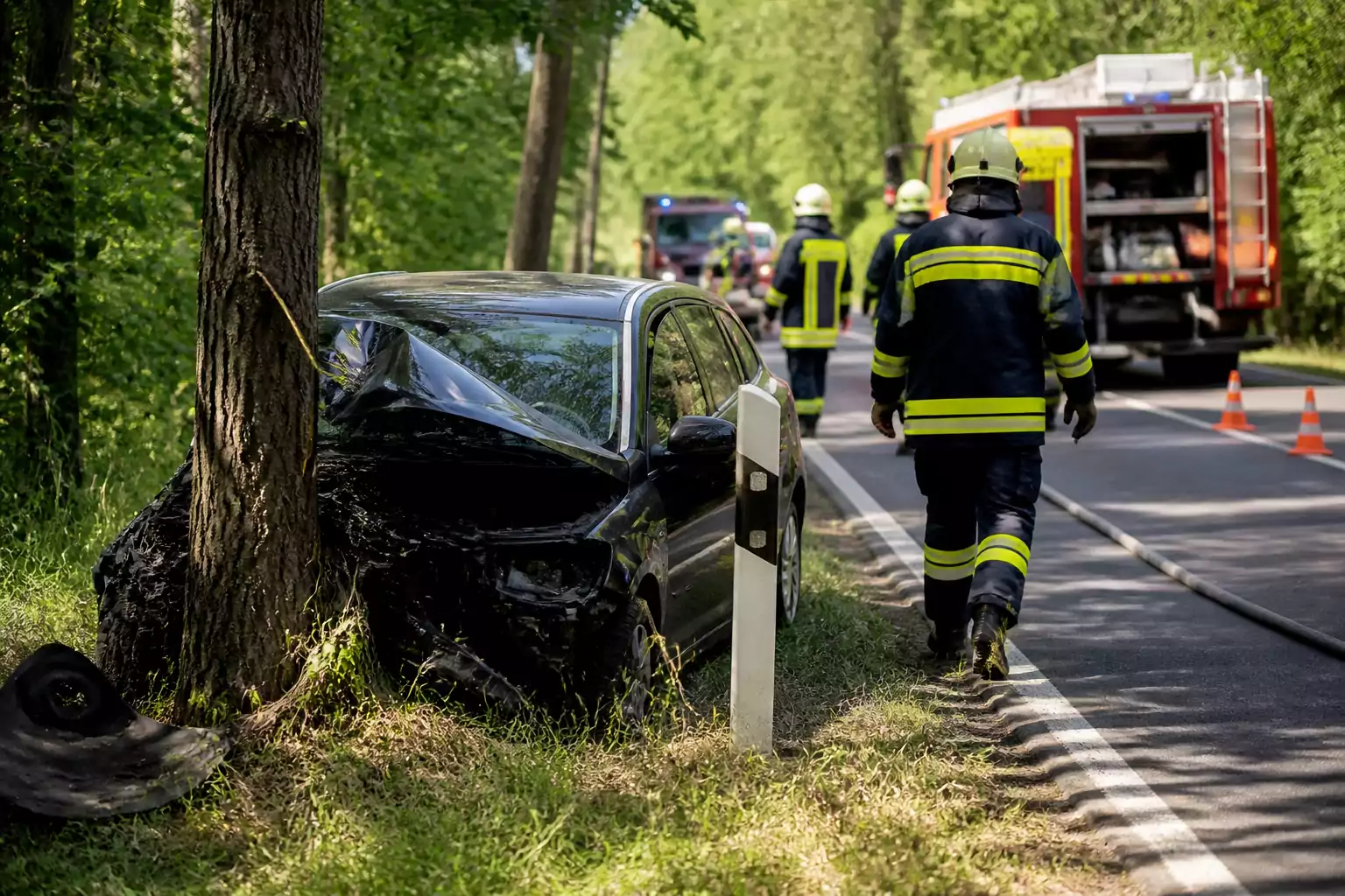 Fának ütközött egy autó a 3-as főúton Csobádnál