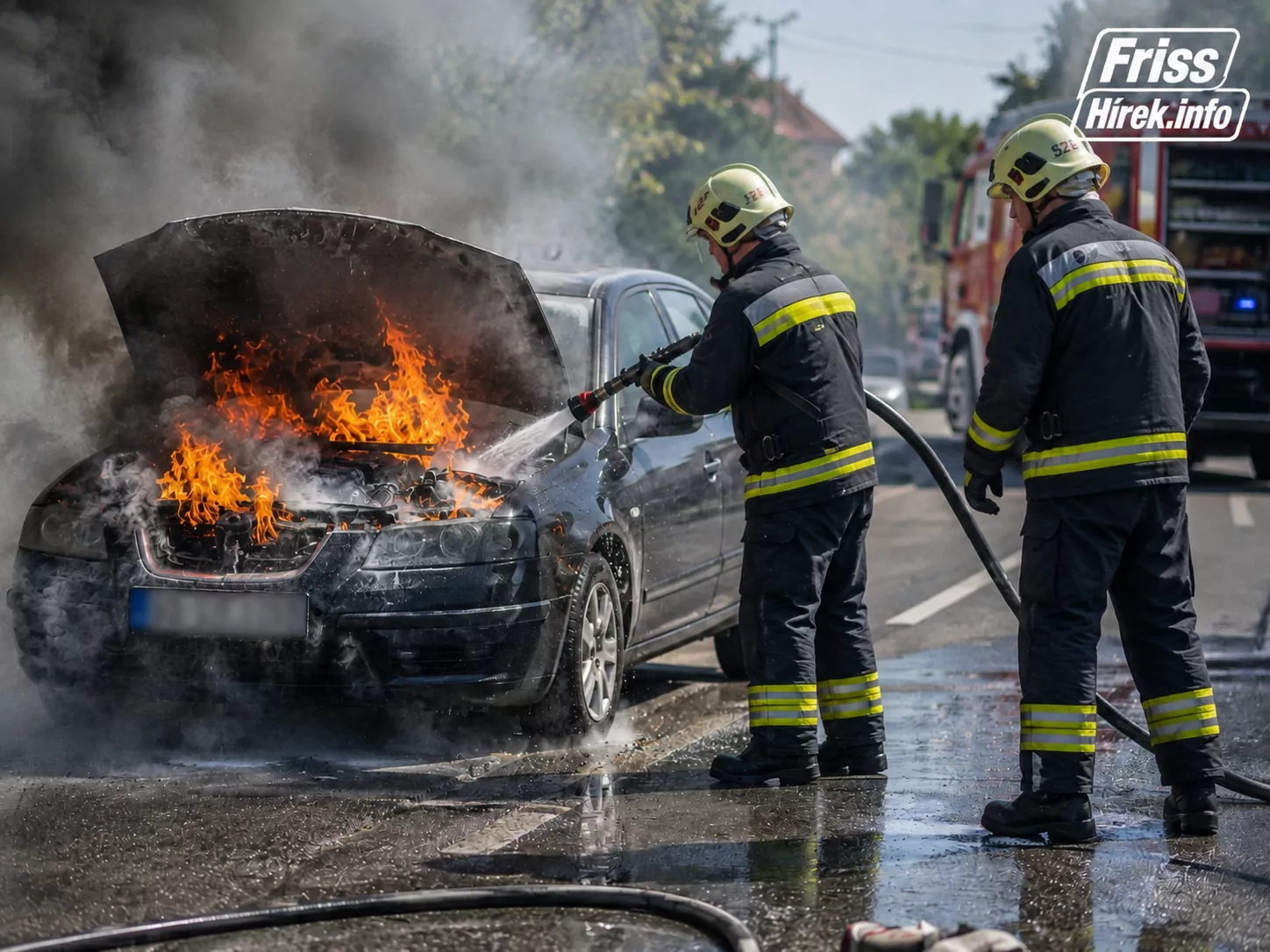 Autó motortere égett Kaposváron, a Berzsenyi utcában
