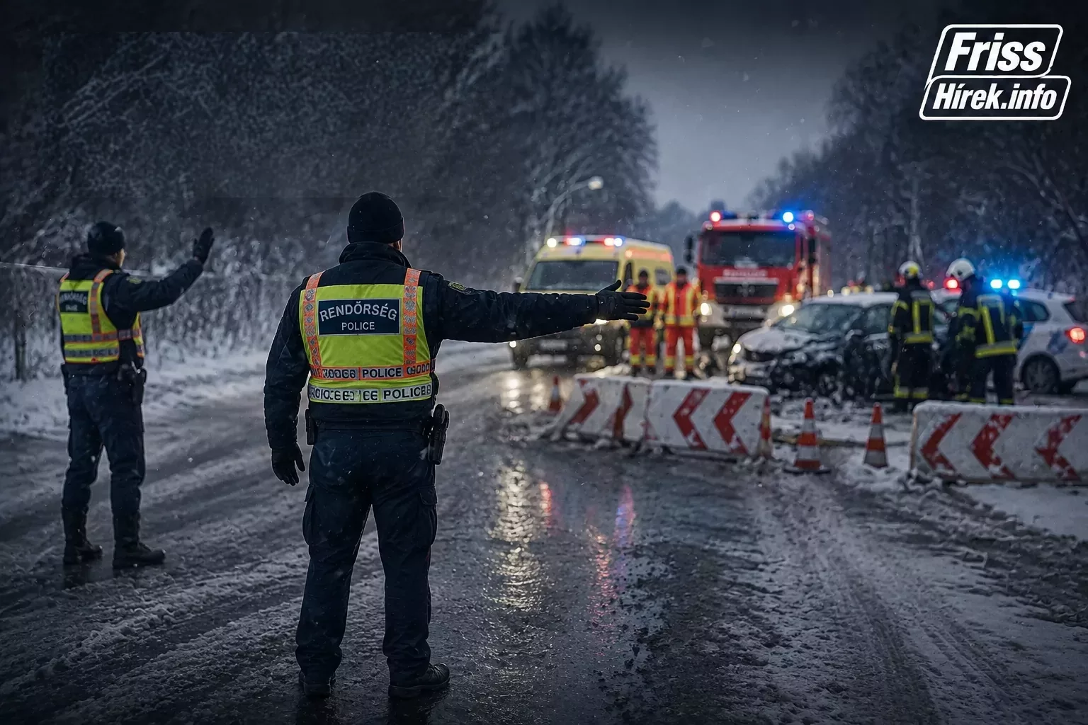 Két autó ütközött a 8704-es úton, teljes útzár van érvényben