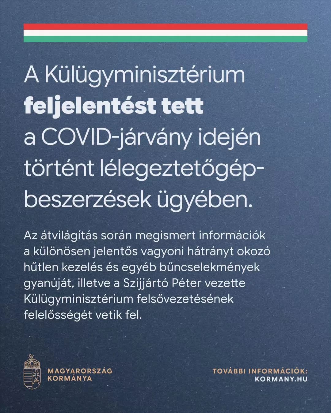 Feljelentést tett a Külügyminisztérium a lélegeztetőgép-beszerzések miatt