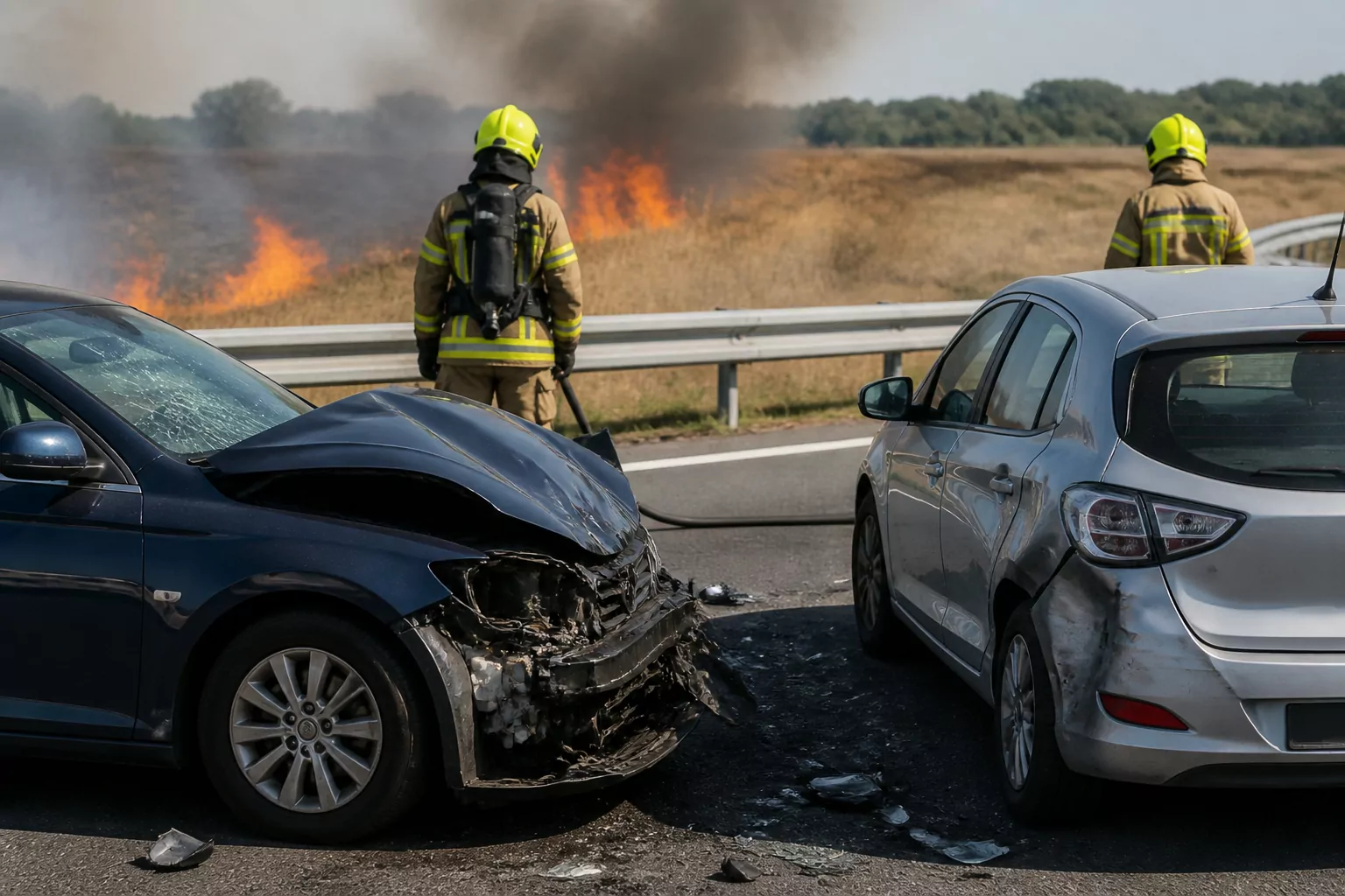 Két karambol és tűz miatt korlátozzák a forgalmat az M3-ason