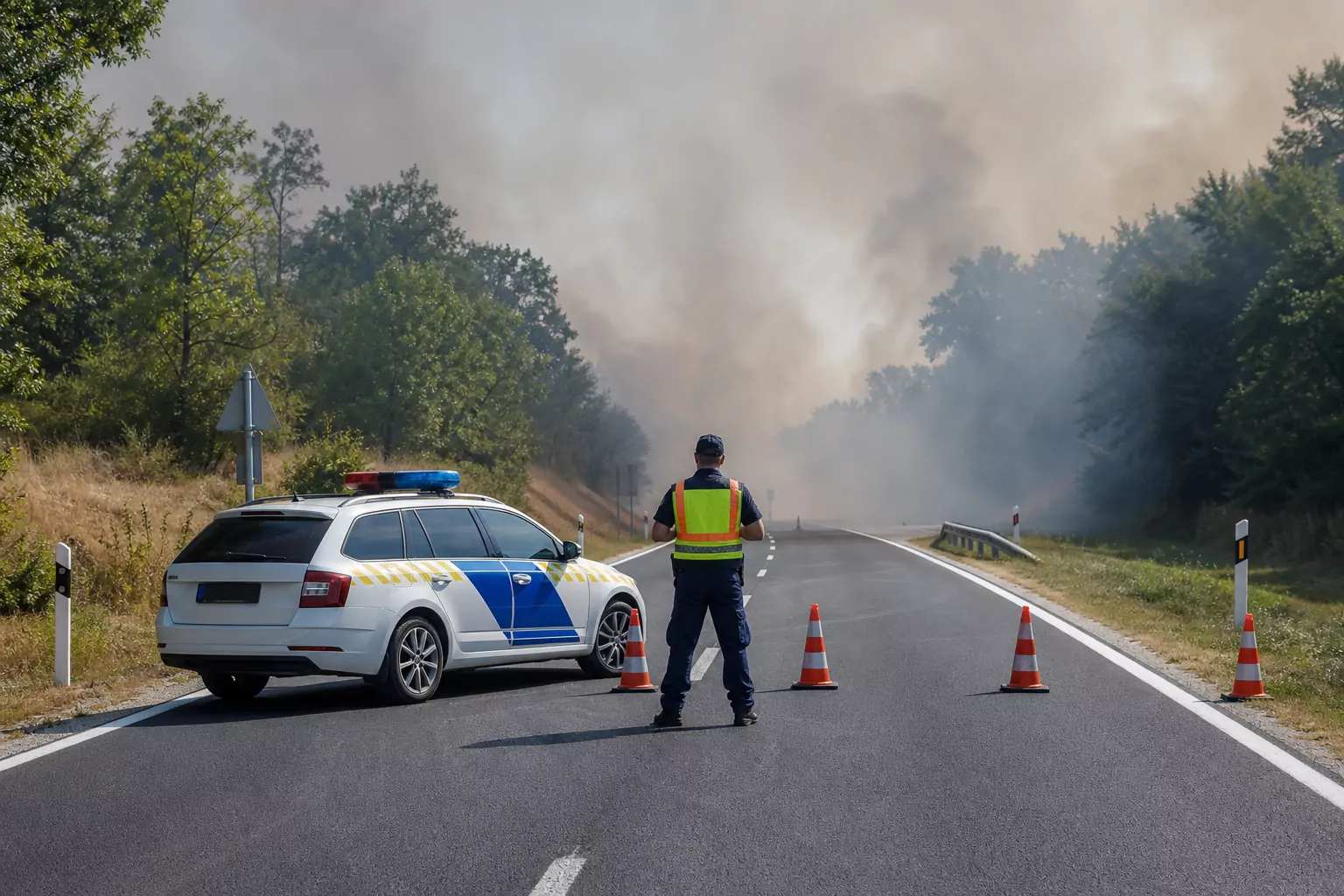 Tűz miatt teljesen lezárták a 8-as főút egy szakaszát