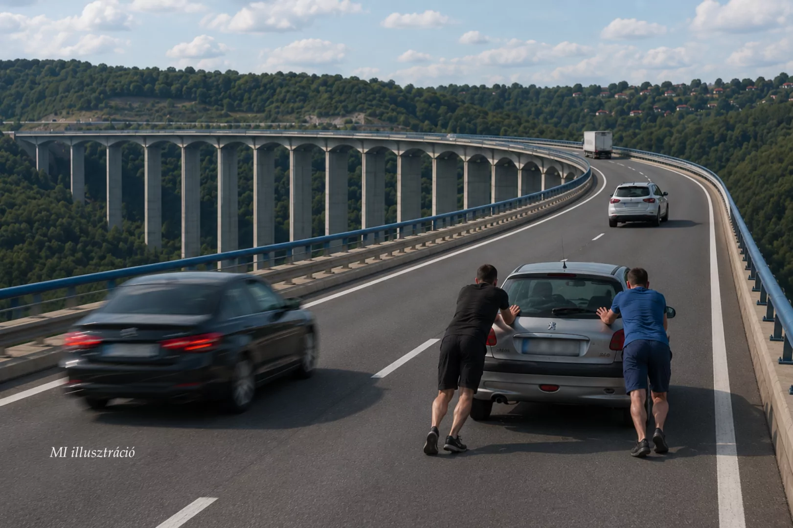Jogosítvány nélkül vezetett, majd az M7-es völgyhídjánál tolta az autót